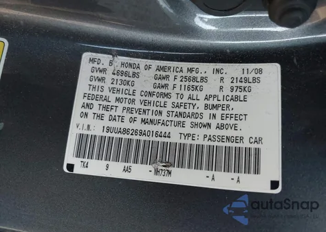 2009 Acura Tl 3.5 from USA, damaged, VIN 19UUA86269A016444